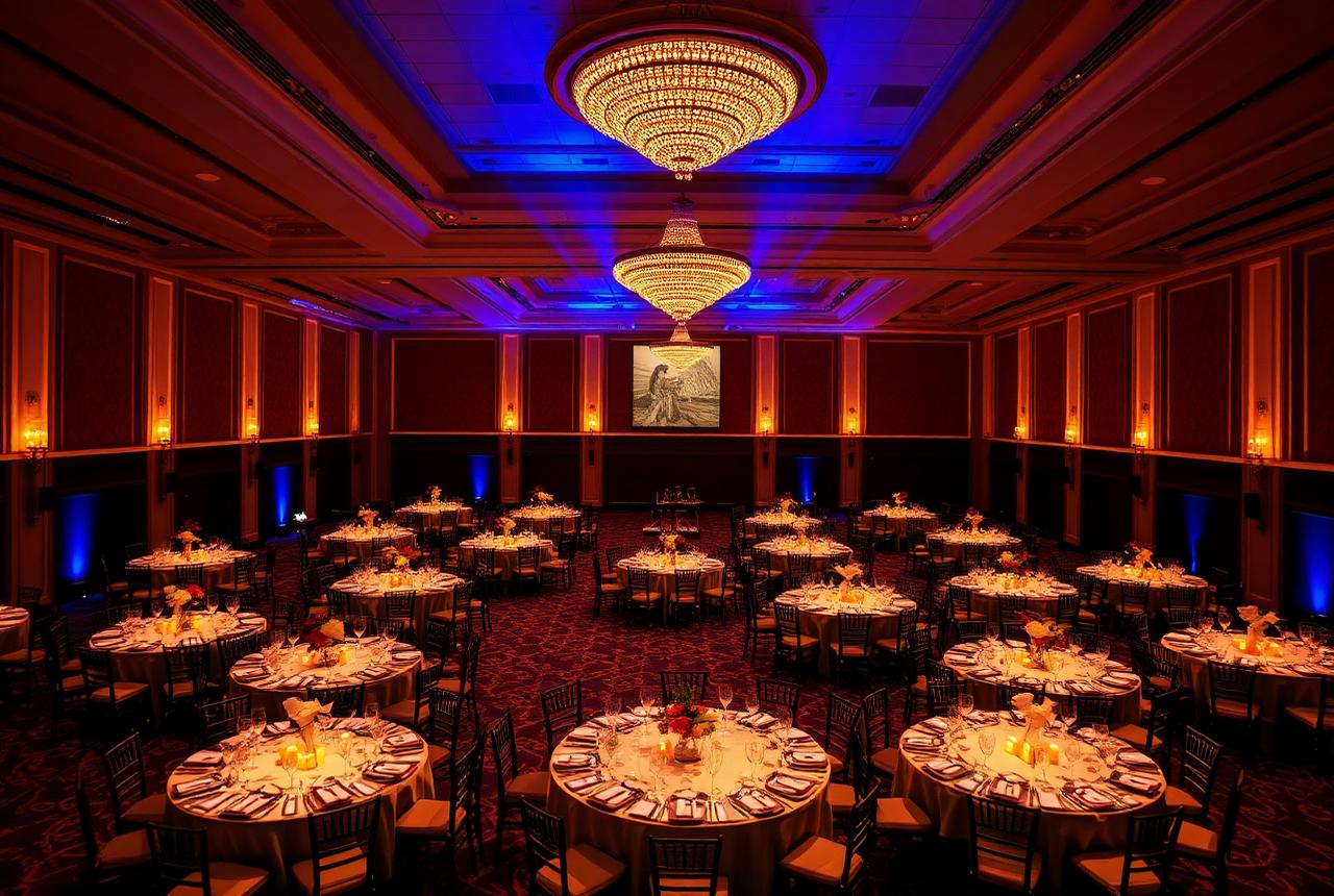 Gala dinner in a grand ballroom